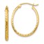 14k 17 mm Diamond-cut Oval Hoop Earrings