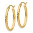 14k 17 mm Diamond-cut Oval Hoop Earrings