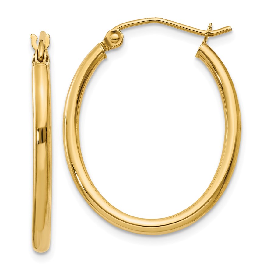 14k 17 mm Oval Polished Hoop Earring