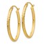 14k 18 mm Diamond-cut Oval Hoop Earrings
