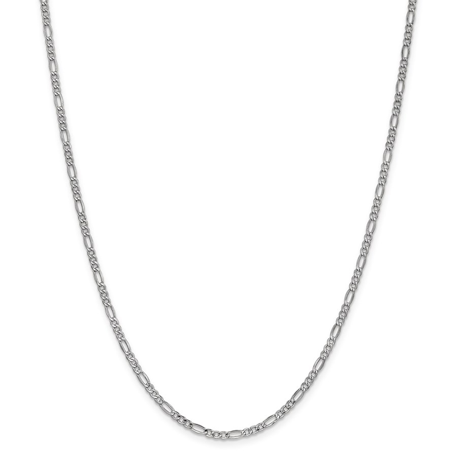 14k 2.5 mm White Gold Semi-Solid Figaro Chain Necklace - 20 in.
