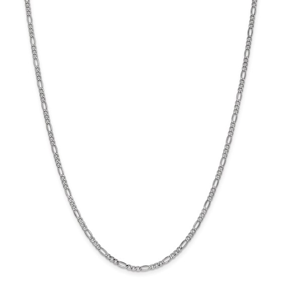14k 2.5 mm White Gold Semi-Solid Figaro Chain Necklace - 20 in.