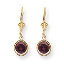 14k 25 mm Garnet Leverback Earrings