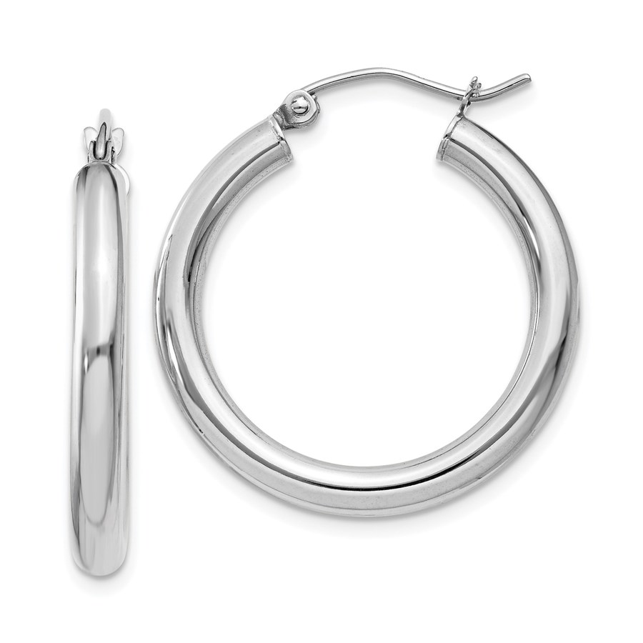 Buy 14k 25 mm White Hoop Earrings | APMEX