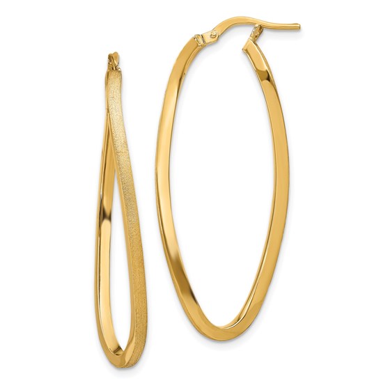 14K 2mm Brushed and Polished Oval Hoop - 43.5 mm 14K 2mm Brushed and Polished Oval Hoop - 43.5 mm