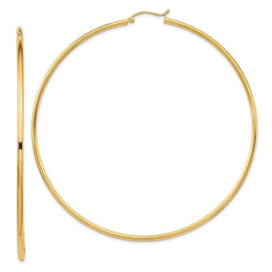14k 2mm Polished Hoop Earrings - 81 mm 14k 2mm Polished Hoop Earrings - 81 mm