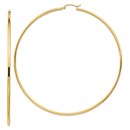 14k 2mm Polished Hoop Earrings - 90.5 mm