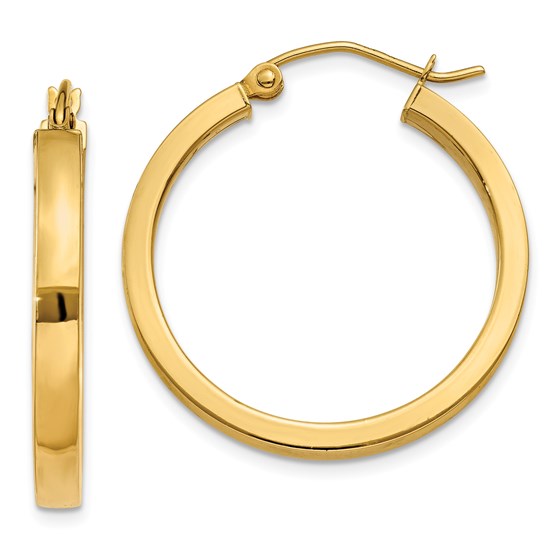 14k 2x3 mm Square Tube Hoop Earrings 14k 2x3 mm Square Tube Hoop Earrings