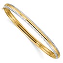 14k 3/16 w/White Rhodium Diamond-Cut Bangle - 7.5 in.