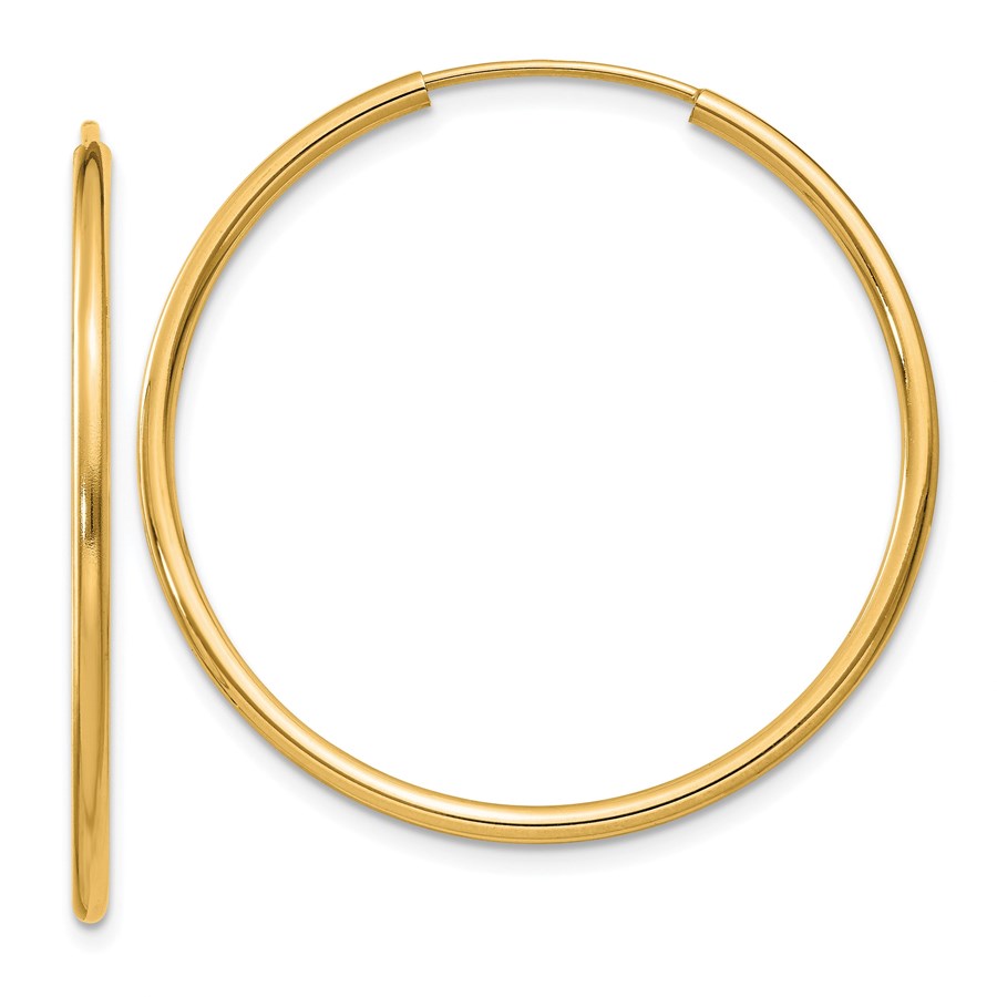 14k 30 mm Round Endless Hoop Earrings