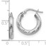 14K 3x10 White Gold D/C Round Hoop Earrings - 17.14 mm