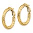 14K 3x15 D/C Round Omega Back Hoop Earrings - 21.4 mm