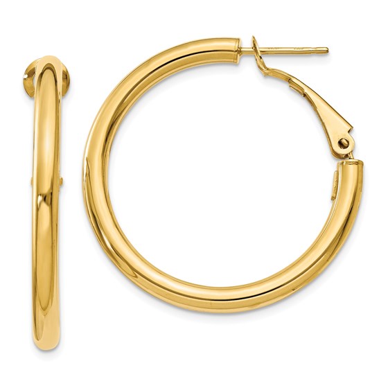 14k 3x25 mm Polished Round Hoop Earrings 14k 3x25 mm Polished Round Hoop Earrings