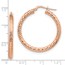 14K 3x25 Rose Gold D/C Round Hoop Earrings - 34.67 mm