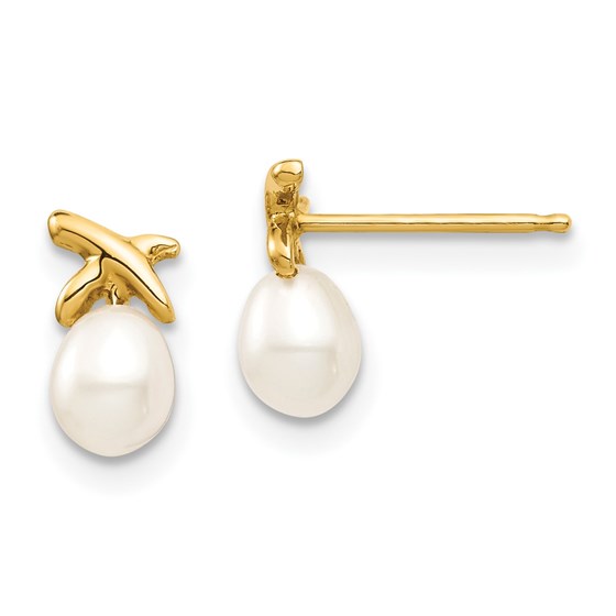 14k 4-5mm White Rice Freshwater Pearl Post Earrings - 8.71 mm 14k 4-5mm White Rice Freshwater Pearl Post Earrings - 8.71 mm