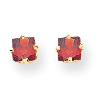 14k 4 mm Princess Cut Garnet Earrings 14k 4 mm Princess Cut Garnet Earrings