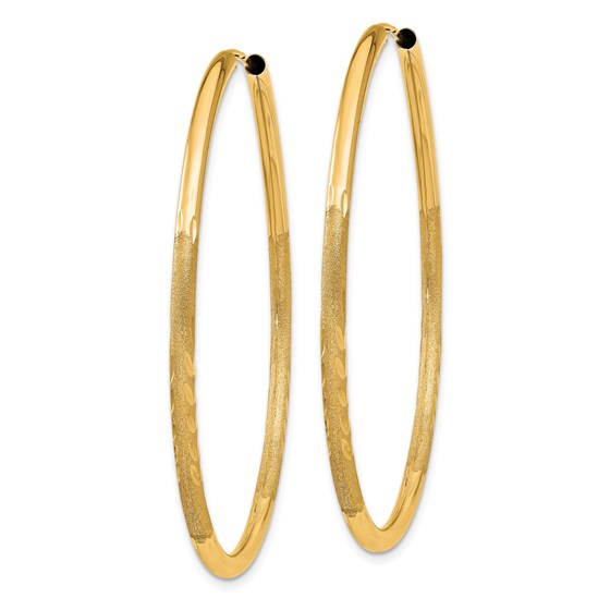 14k 40 mm Satin Diamond-cut Endless Hoop Earrings 14k 40 mm Satin Diamond-cut Endless Hoop Earrings