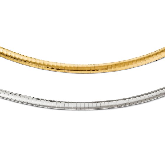 14K 4mm Two-tone Reversible Omega Necklace - 16 in.