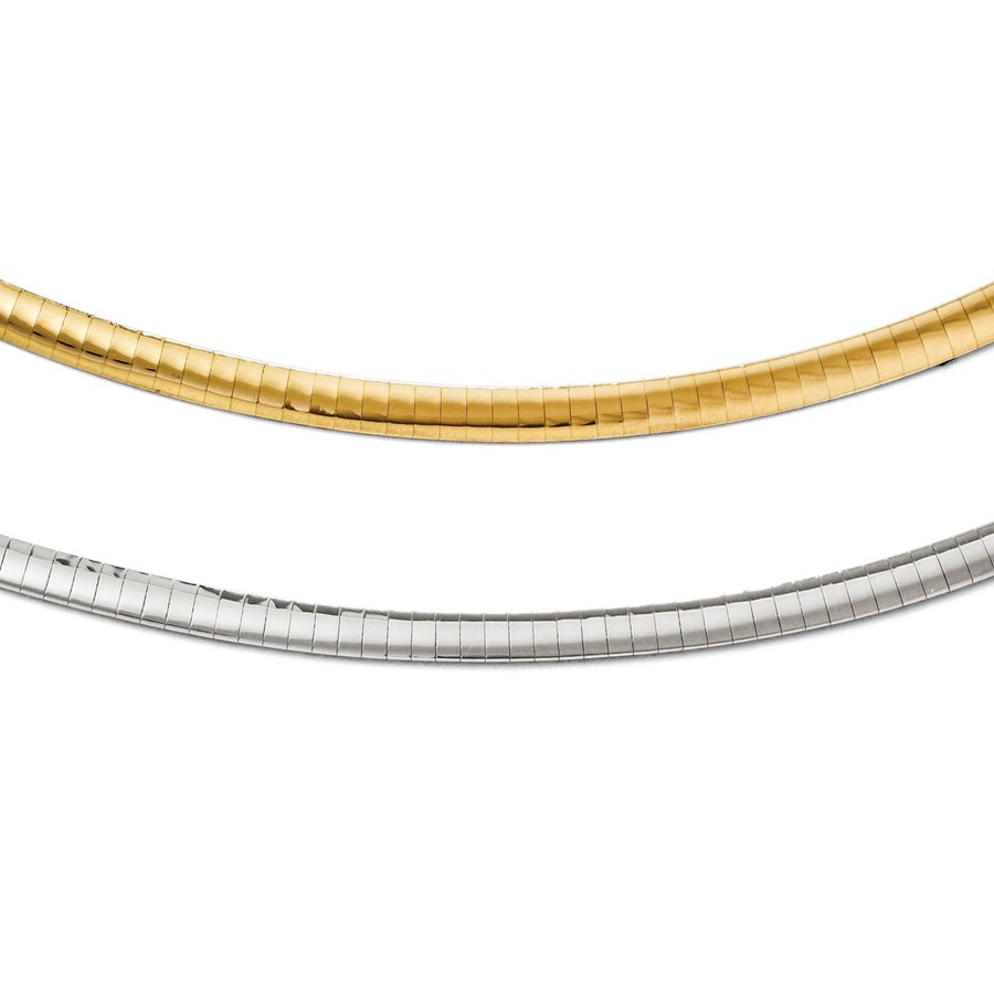14K 4mm Two-tone Reversible Omega Necklace - 18 in.