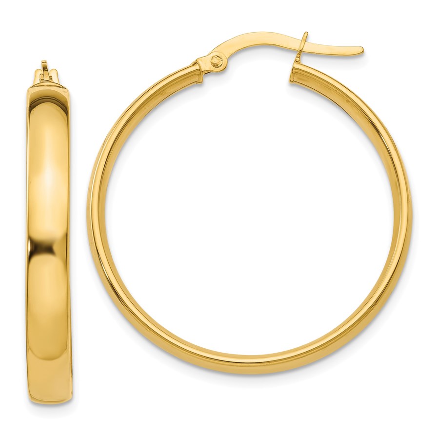 14k 4x25 mm Polished Hoop Earrings