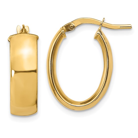 14K 5.75mm Polished Oval Hoop Earrings - 19.8 mm 14K 5.75mm Polished Oval Hoop Earrings - 19.8 mm