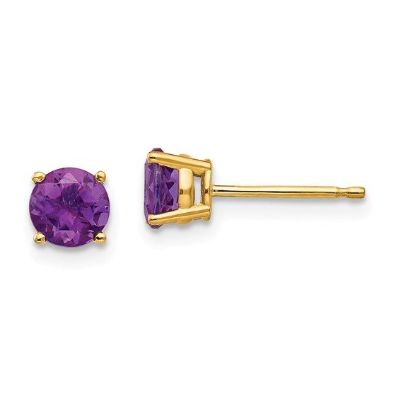 14k 5 mm Amethyst Post Earrings 14k 5 mm Amethyst Post Earrings