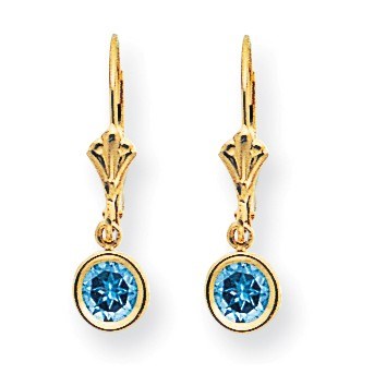 14k 5 mm Blue Topaz Leverback Earring 14k 5 mm Blue Topaz Leverback Earring