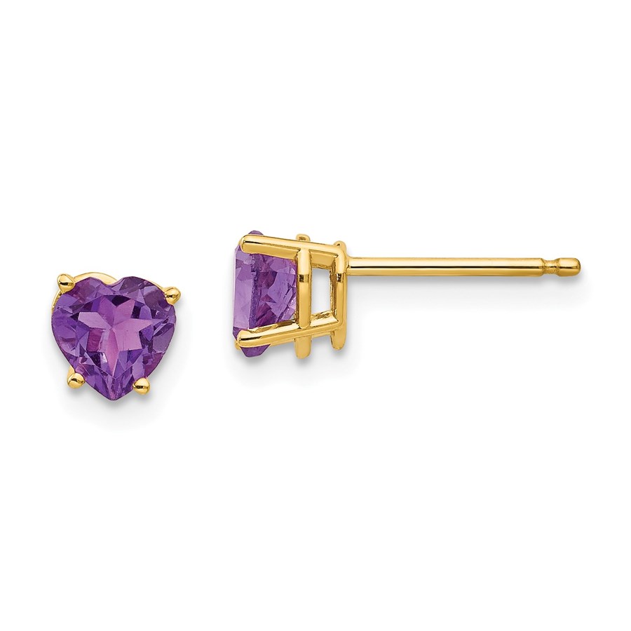 14k 5 mm Heart Amethyst Earrings