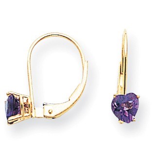 14k 5 mm Heart Amethyst Leverback Earrings 14k 5 mm Heart Amethyst Leverback Earrings