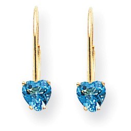 14k 5 mm Heart Blue Topaz Leverback Earrings 14k 5 mm Heart Blue Topaz Leverback Earrings