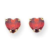 14k 5 mm Heart Garnet Earrings 14k 5 mm Heart Garnet Earrings