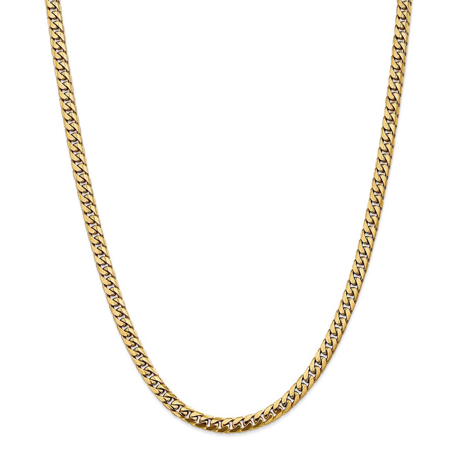 14k 5 mm Solid Miami Cuban Chain Necklace - 24 in.