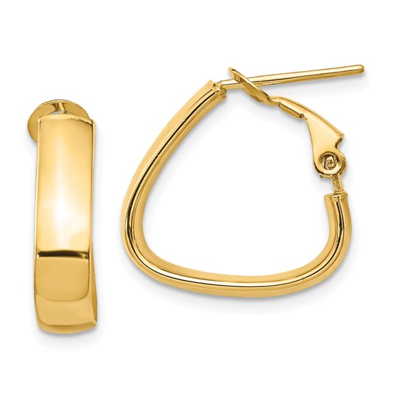 14K 5mm High Polished Triangle Omega Back Hoop Earrings - 22.5 mm 14K 5mm High Polished Triangle Omega Back Hoop Earrings - 22.5 mm