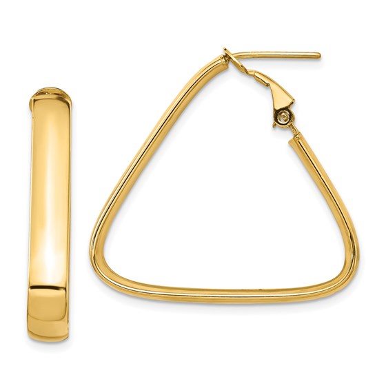 14K 5mm High Polished Triangle Omega Back Hoop Earrings - 30 mm 14K 5mm High Polished Triangle Omega Back Hoop Earrings - 30 mm