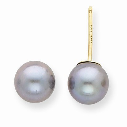 14k 6-7 mm Grey Akoya Cultured Pearl Stud Earrings 14k 6-7 mm Grey Akoya Cultured Pearl Stud Earrings
