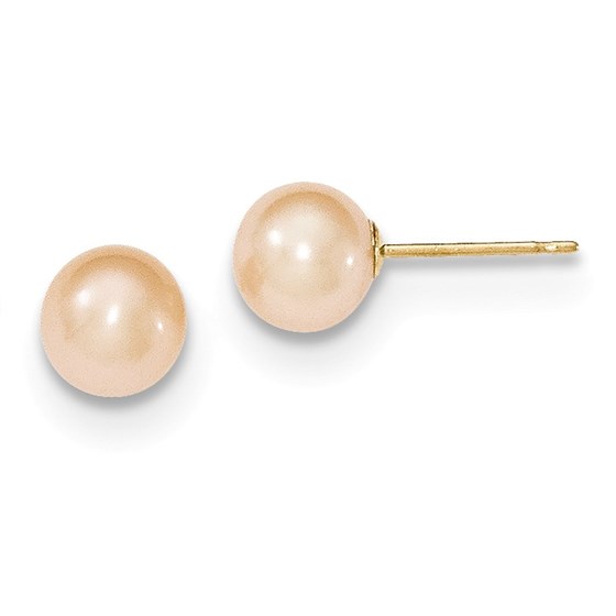 14k 6-7 mm Pink Cultured Pearl Stud Earrings 14k 6-7 mm Pink Cultured Pearl Stud Earrings