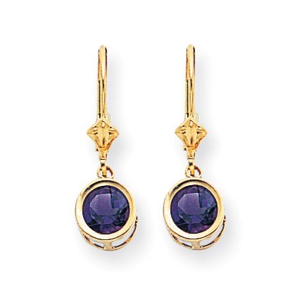 14k 6 mm Amethyst Leverback Earrings 14k 6 mm Amethyst Leverback Earrings