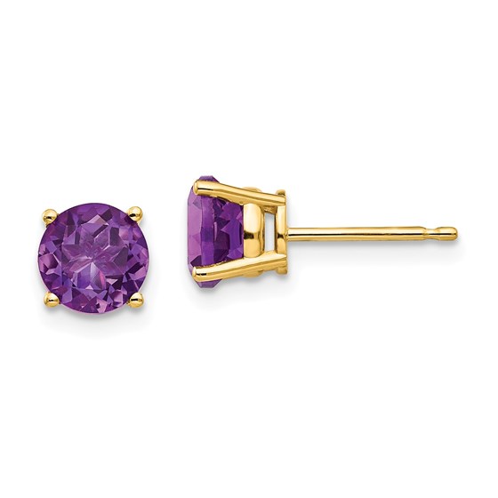 14k 6 mm Amethyst Post Earrings 14k 6 mm Amethyst Post Earrings