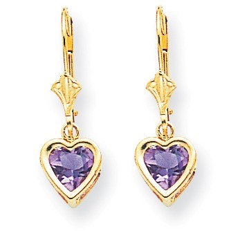 14k 6 mm Dangle Heart Amethyst Post Earrings 14k 6 mm Dangle Heart Amethyst Post Earrings