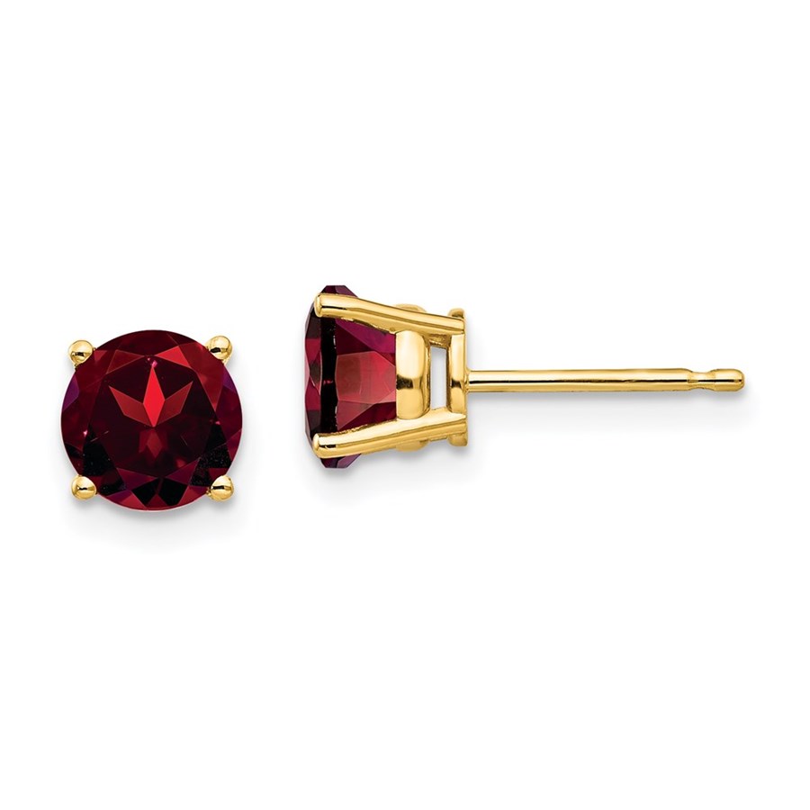 14k 6 mm Garnet Post Earrings
