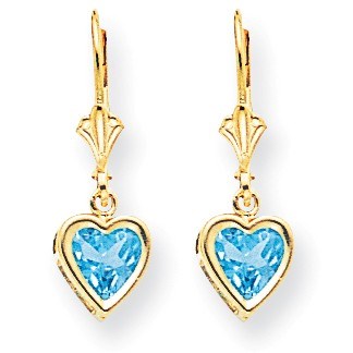 14k 6 mm Heart Blue Topaz Earrings 14k 6 mm Heart Blue Topaz Earrings