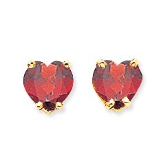 14k 6 mm Heart Garnet Earrings 14k 6 mm Heart Garnet Earrings