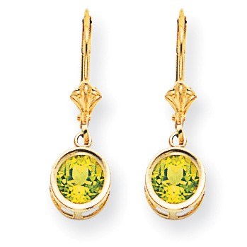 14k 6 mm Peridot Leverback Earrings 14k 6 mm Peridot Leverback Earrings