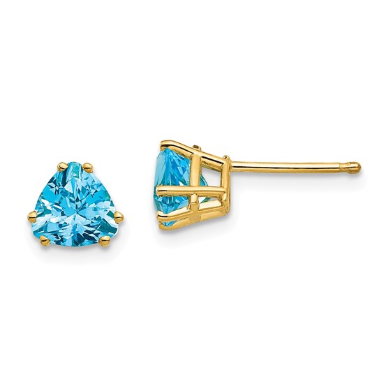 14k 6 mm Trillion Blue Topaz Earrings 14k 6 mm Trillion Blue Topaz Earrings