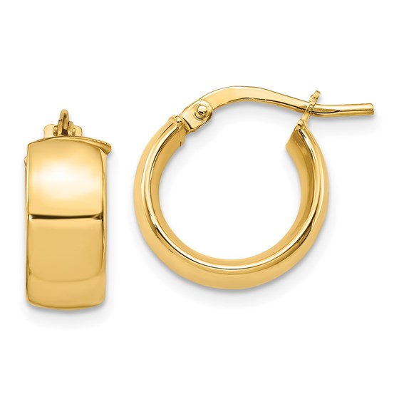 14K 6mm High Polished Hoop Earrings - 15 mm 14K 6mm High Polished Hoop Earrings - 15 mm