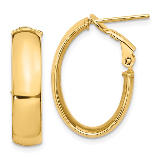 14K 6mm High Polished Omega Back Hoop Earrings - 22 mm 14K 6mm High Polished Omega Back Hoop Earrings - 22 mm