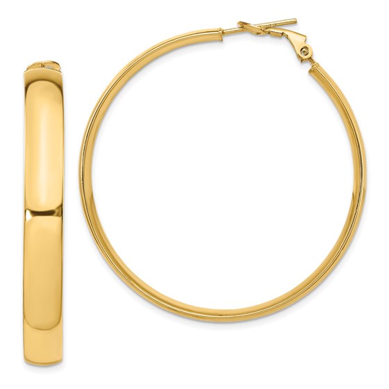 14K 6mm High Polished Omega Back Hoop Earrings - 46 mm 14K 6mm High Polished Omega Back Hoop Earrings - 46 mm
