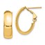 14K 6mm High Polished Oval Omega Hoop Earrings - 18 mm