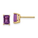 14k 6x4 mm Emerald Cut Amethyst Earrings