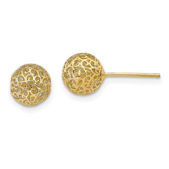 14K 7.75MM Filigree Ball Post Earrings - 7.75 mm 14K 7.75MM Filigree Ball Post Earrings - 7.75 mm